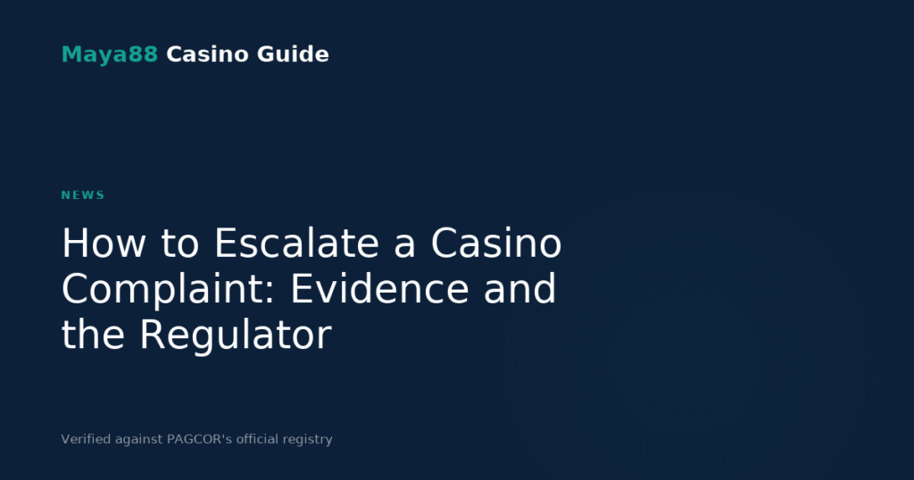 How to escalate a casino complaint: evidence, support tickets and the regulator, Maya88 Casino Guide